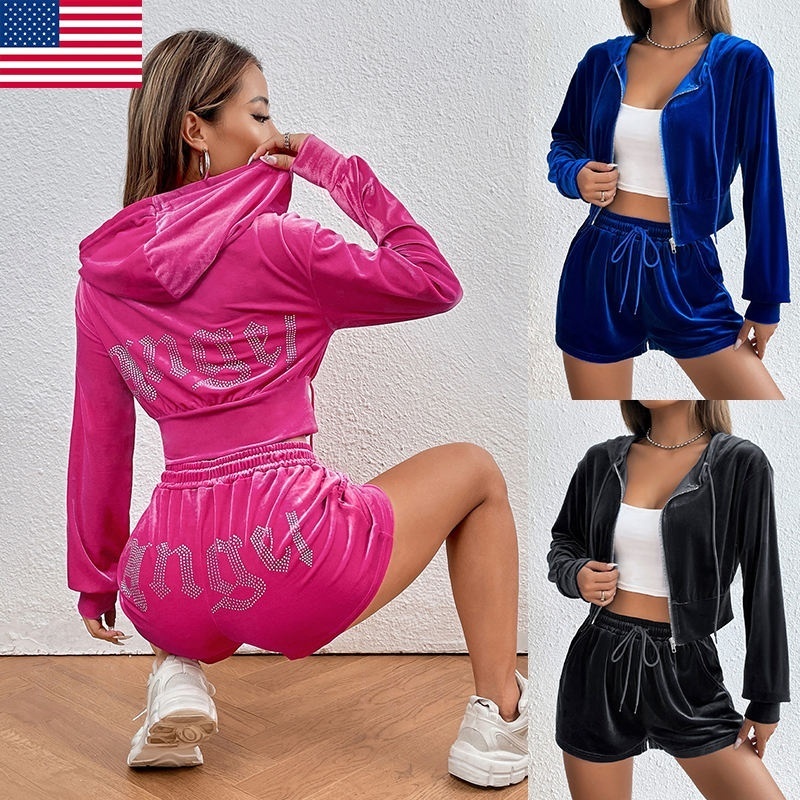 Wool-Blend Hoodie Set | Plus-Size Fitness Style, Embroidered Print, 2-Piece Sport Set Women's Hoodie Set