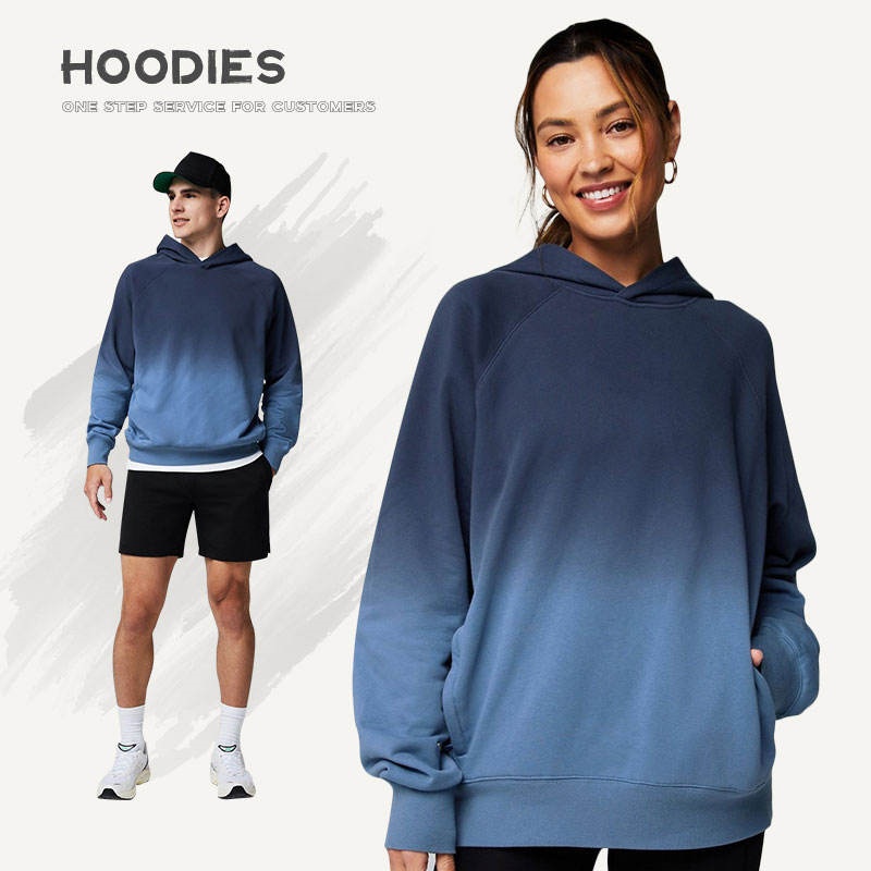 Anti-Shrinkage Hoodie Heavyweight Cotton Blue Unisex Women's Hoodie