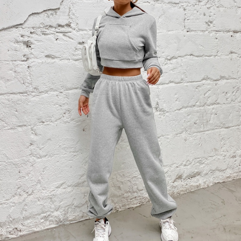 Warm Hoodie Set | Kangaroo Pocket, Fleece Lining, Autumn Casual Women's Hoodie Set