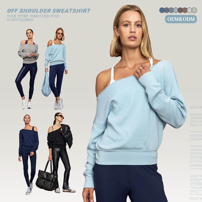 Blue Wool Hoodie Street Drop-Shoulder Solid Color Oversized Wholesale Women's Hoodie