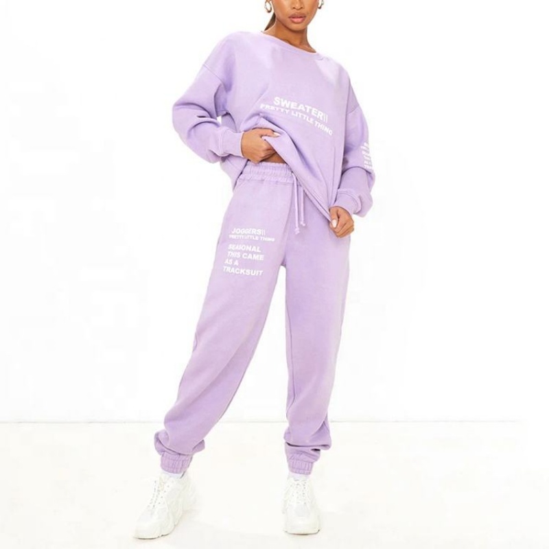 Solid Color Print Hoodie Set | Custom Embossed Embroidery, Casual Sportswear Women's Hoodie Set