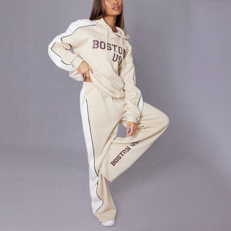 Printed Cotton Hoodie Set | Hoodie and Joggers, Factory Custom 2-Piece Women's Hoodie Set