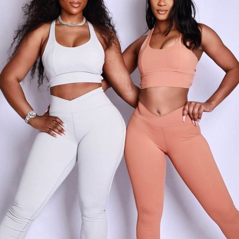 Seamless Cut Sports Bra and Fitness Pants or Yoga Pants Women's Yoga Wear Set