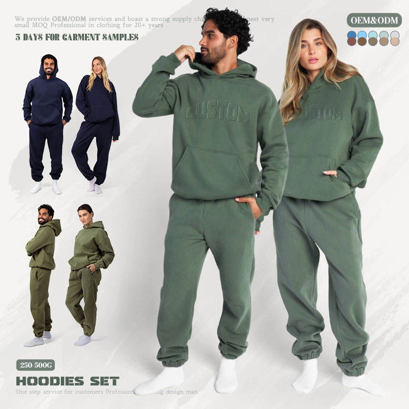 Unisex Wool Hoodie Set Heavyweight Autumn Winter Jogging Hooded Women's Hoodie Set