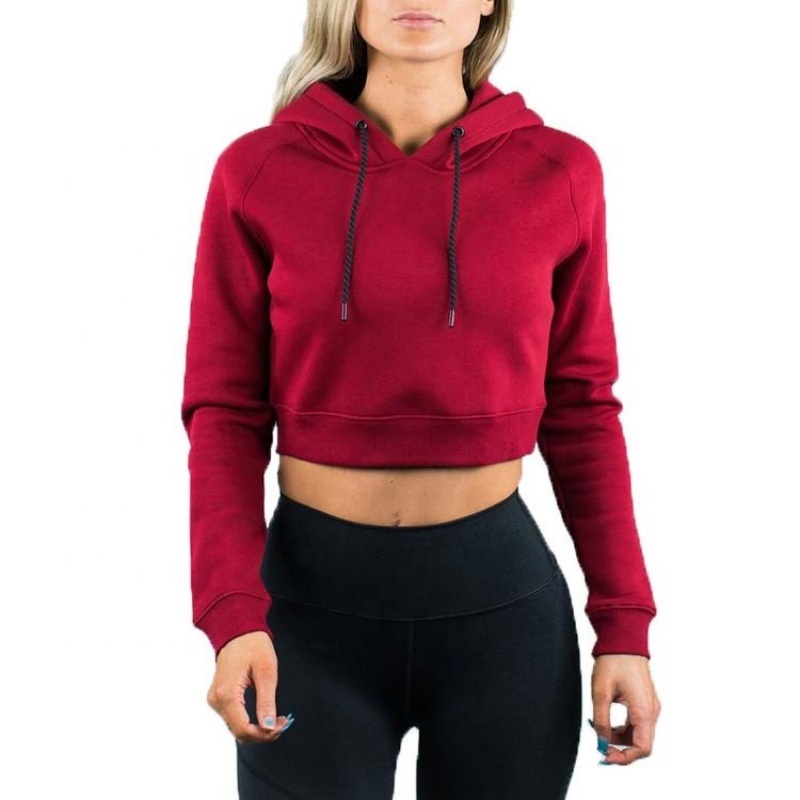 Cotton Polyester Fleece Cropped Women's Hoodie