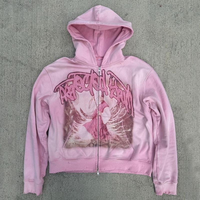 Vintage Washed Custom Screen Print Oversized Heavyweight Zip-Up Women's Hoodie Women's Hoodie