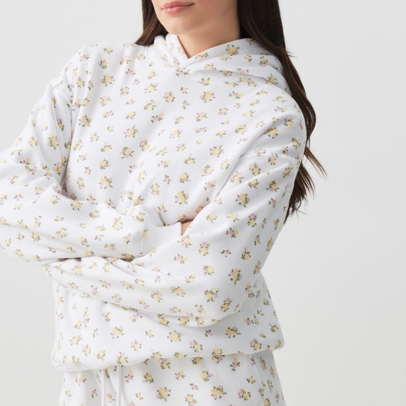 Casual Cozy Full Coverage Cute Flower Embroidery Drop Shoulder Knitted for Autumn Winter Seasons Women's Hoodie Set