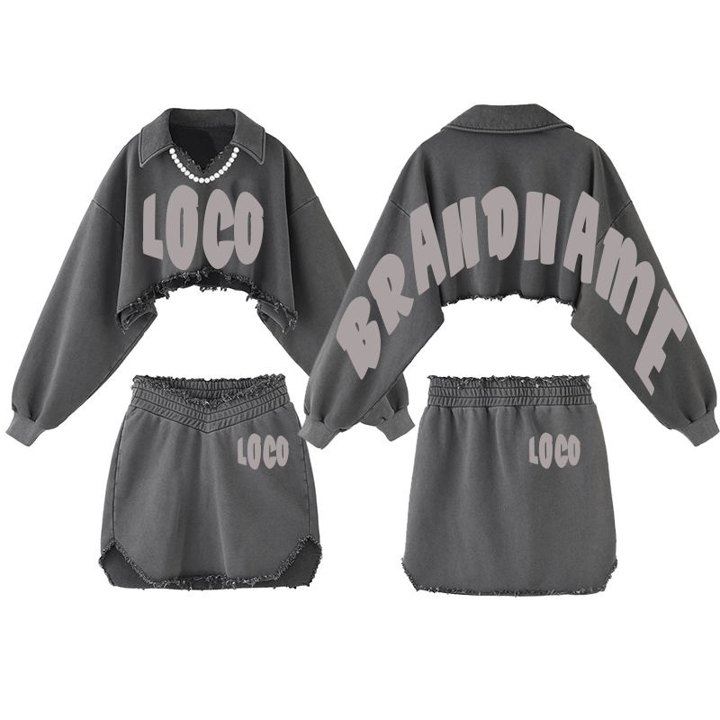 Print Loose 100% Lamb Pullover Hoodie and Shorts, Skirt, Long Skirt  Women's Hoodie Set