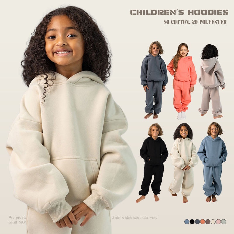 Newborn Cotton Fleece Hoodie Set Winter Long Sleeve Thermal Sportswear Women's Hoodie Set