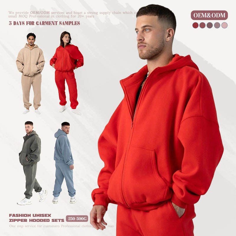 Unisex Cotton Hoodie Set 250-500gsm Zip-Up Hoodie Manufacturer Edition Women's Hoodie Set