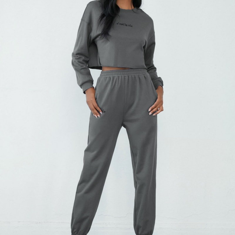 Korean Style Casual Hoodie Set | Dropped-Shoulder Slogan Hoodie & Sports Shorts, Loungewear Set Women's Hoodie Set