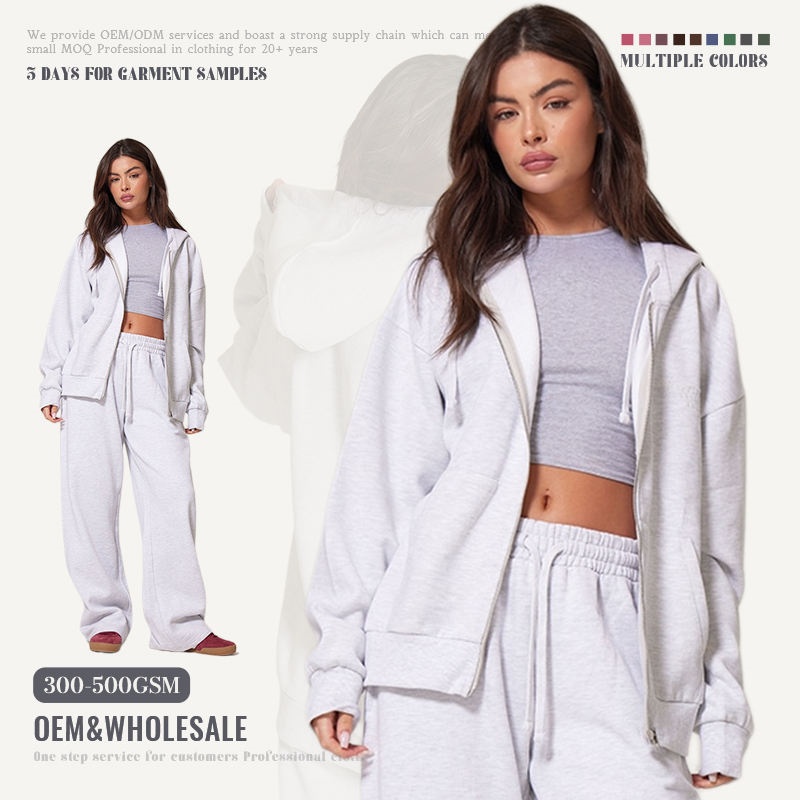 Puff Print Hoodie Set Multi-GSM French Terry Square Fit Women's Hoodie Set