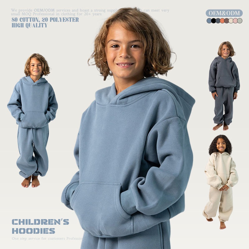 Kids Navy Blue Hoodie Set Animal Print Cotton Blend 2-Piece Women's Hoodie Set