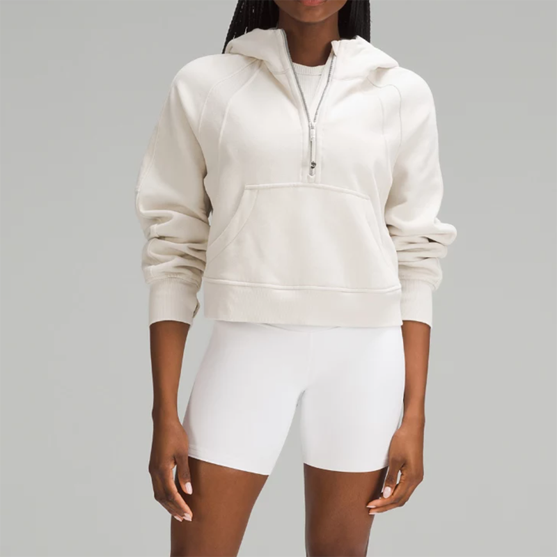 Custom High Quality Cropped Oversized Outdoor Half-Zip Jogging Women's Hoodie