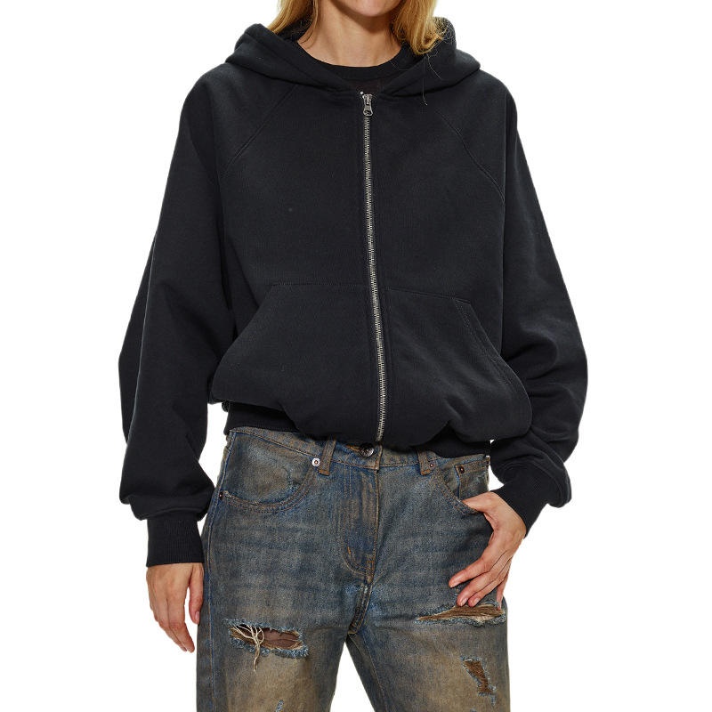 Hip Hop Custom Logo Couple Loose Full Zip Puff Print Women's Hoodie