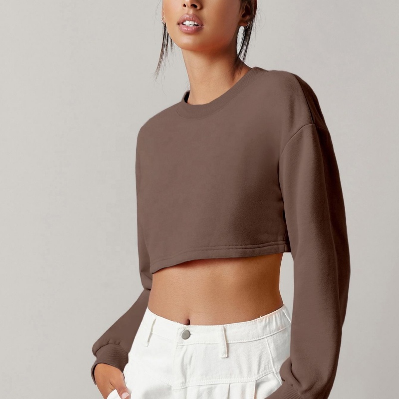 Stand Collar Hoodie | Autumn Solid Color Cropped, Casual Pullover Women's Hoodie