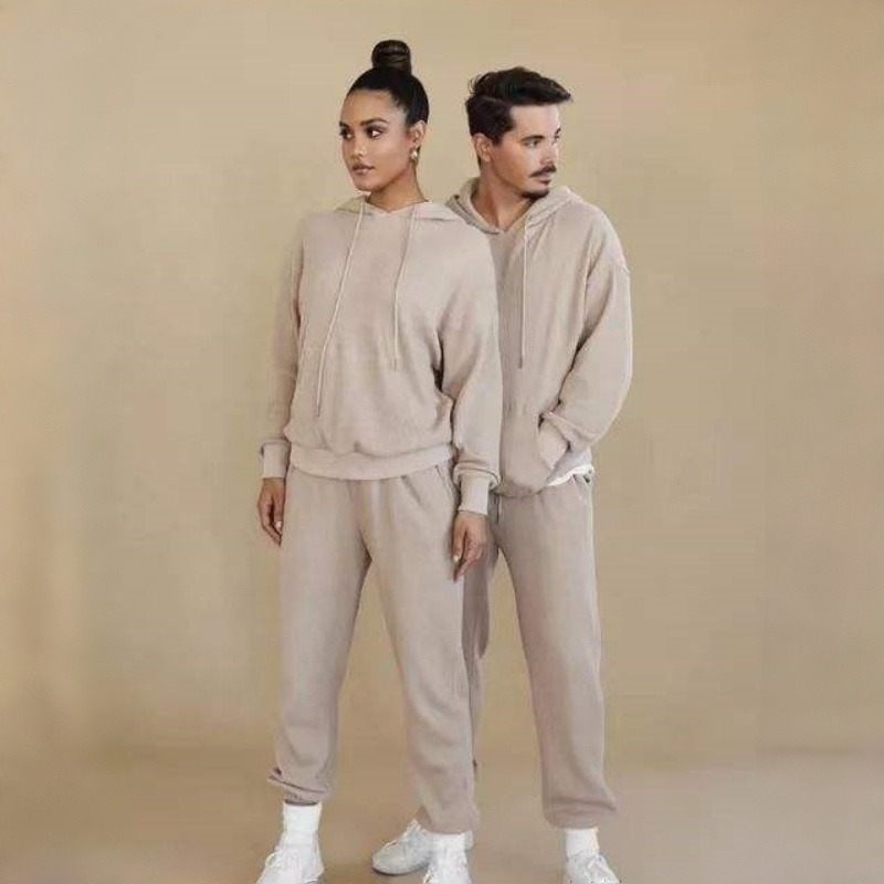 Winter Cotton Hoodie Set Medium Weight Cropped Jogging Wear Women's Hoodie Set