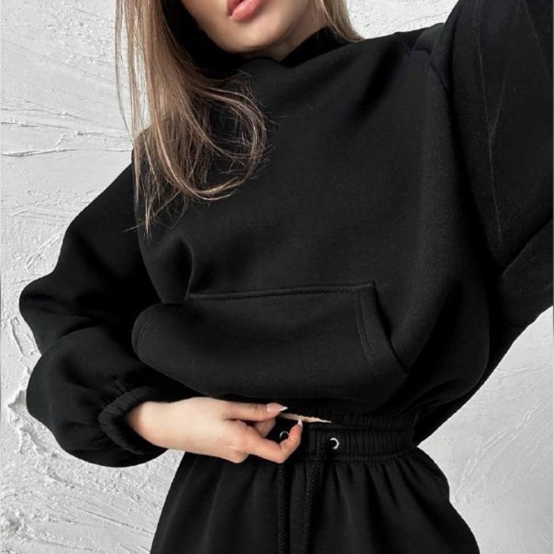 High Quality Tracksuit Sweatsuit Casual Two Piece Jogger Set Fleece Custom Women's Hoodie Set