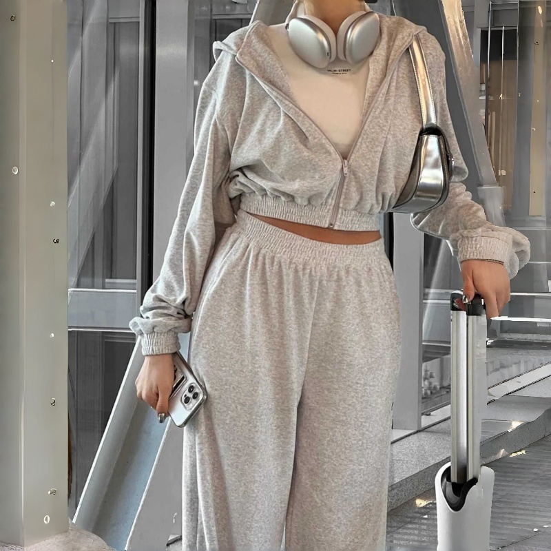 Wholesale Custom Casual Wear Tracksuit logo Jogging Suits Sweatpants and Full Zip up Women's Hoodie Set