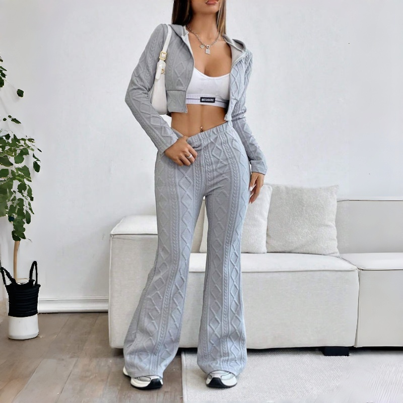 Full-Zip Hoodie Set Sport 2-Piece with Joggers Women's Hoodie Set