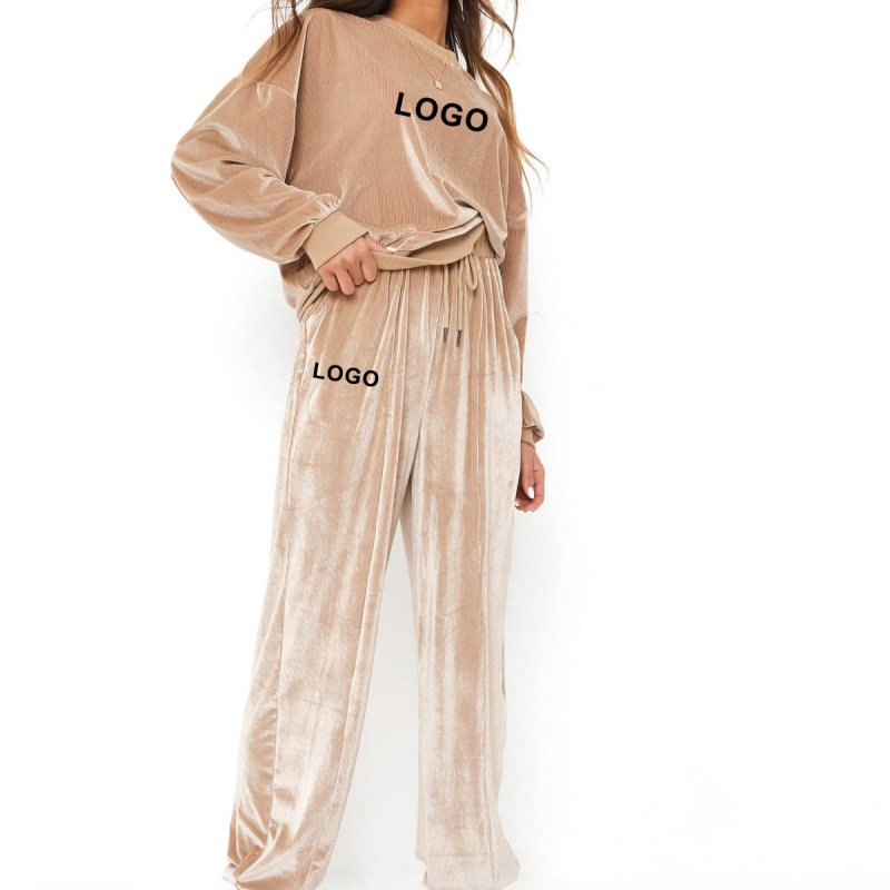 Spring Women's Hoodie Set | Front Logo Print, Home Casual Women's Hoodie Set