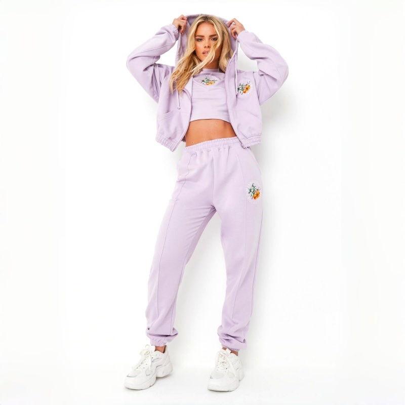 Women's Embroidered Hoodie | Spring Cropped Style with Zip Front Women's Hoodie