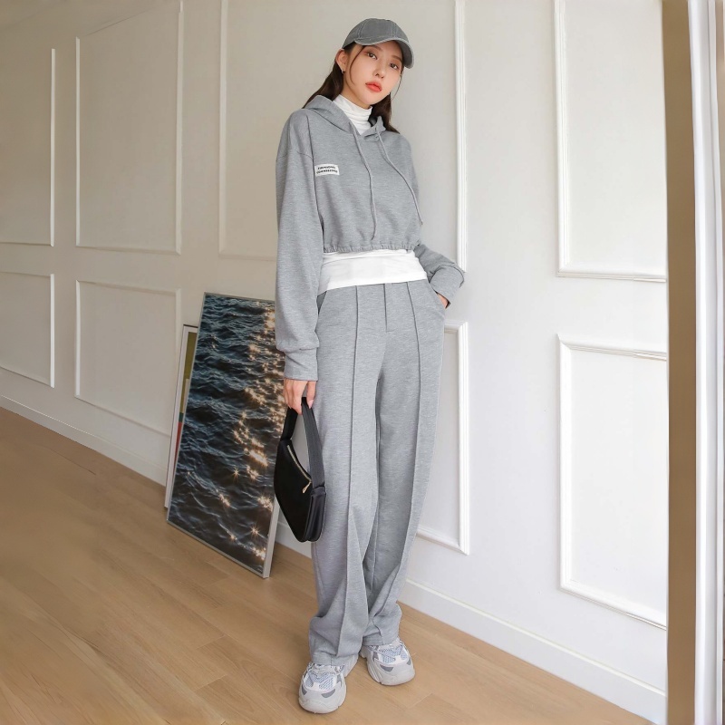 Heavyweight Hoodie Set | Drawstring Hoodie with Kangaroo Pocket Drape Pants Women's Hoodie Set