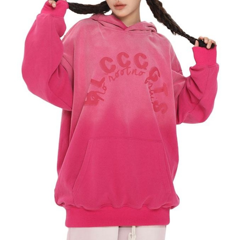 Custom logo Plus Size Plain Embroidery Loose Pullover 100% Cotton Vintage Wash Water Women's Hoodie