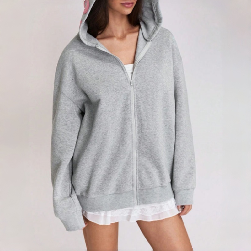 Women's Cotton Lightweight Zip-Up Hoodie | Spring/Autumn Hooded Sweatshirt  Women's Hoodie