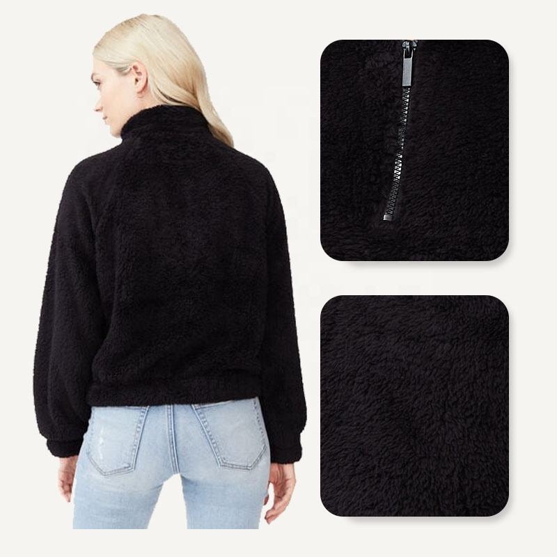 Sherpa Wool Hoodie High Neck Half-Zip Perfect Fit Winter Women's Hoodie