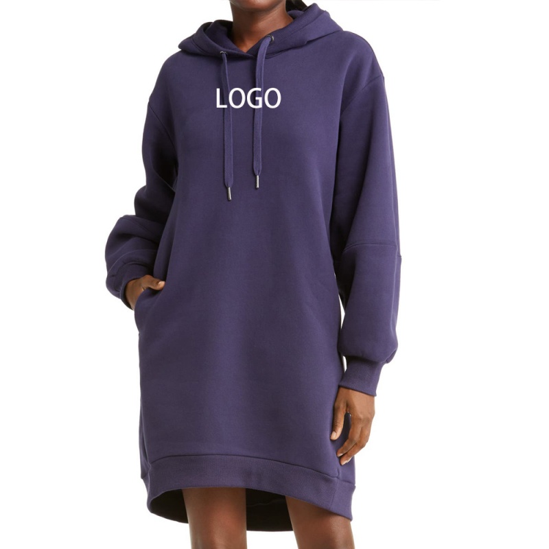 Custom Women's Long-sleeved Hooded Pocket Pullover Dress Purple Outerwear Sweatshirt Women's Hoodie