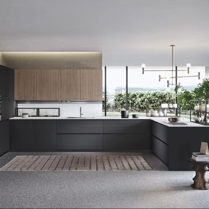 High-gloss Stainless Steel Kitchen Cabinets for Contemporary Homes