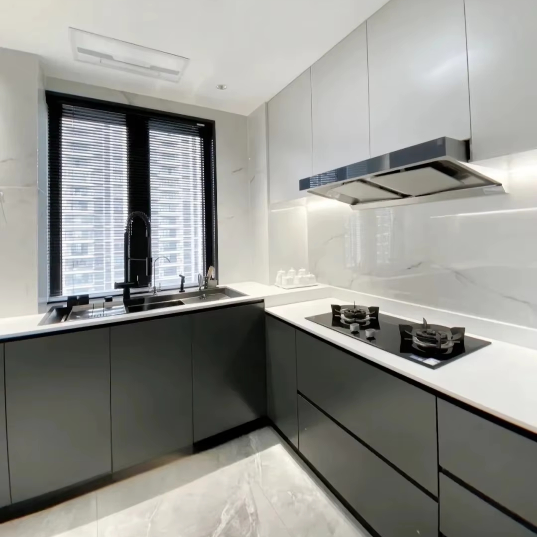 Modern Design Style Furniture Ready to Assemble Cupboard Complete Sets Stainless  Steel Drawer Modular Kitchen Cabinets for Sale