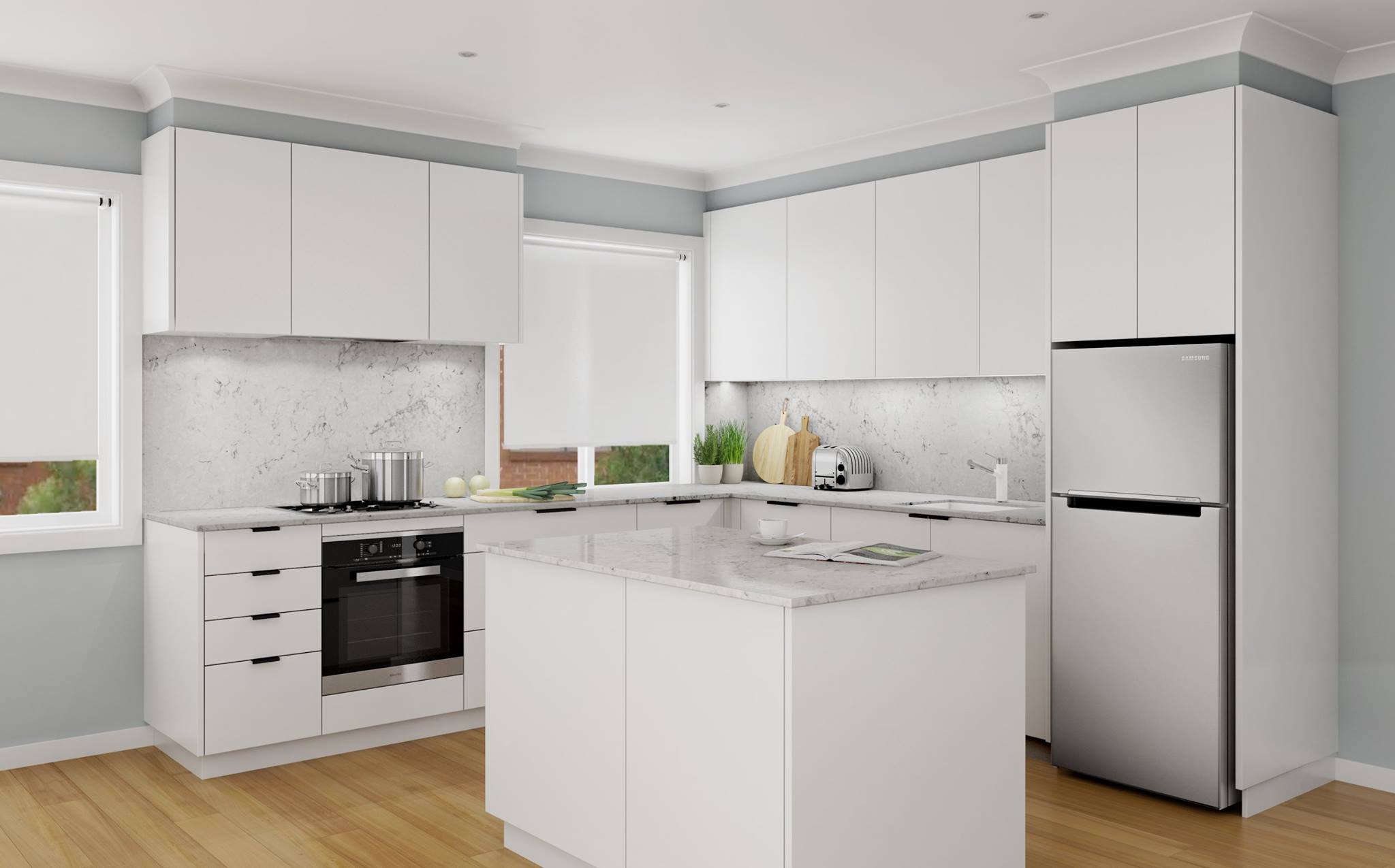 Modern White 304/316 Stainless Steel Kitchen Metal Cabinet Rangement Cuisine Complete