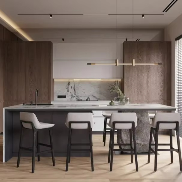 LED-lit Stainless Steel Kitchen Cabinet