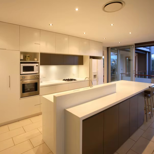 Stainless Steel Kitchen Cabinets with Hidden Handles for a Sleek Look