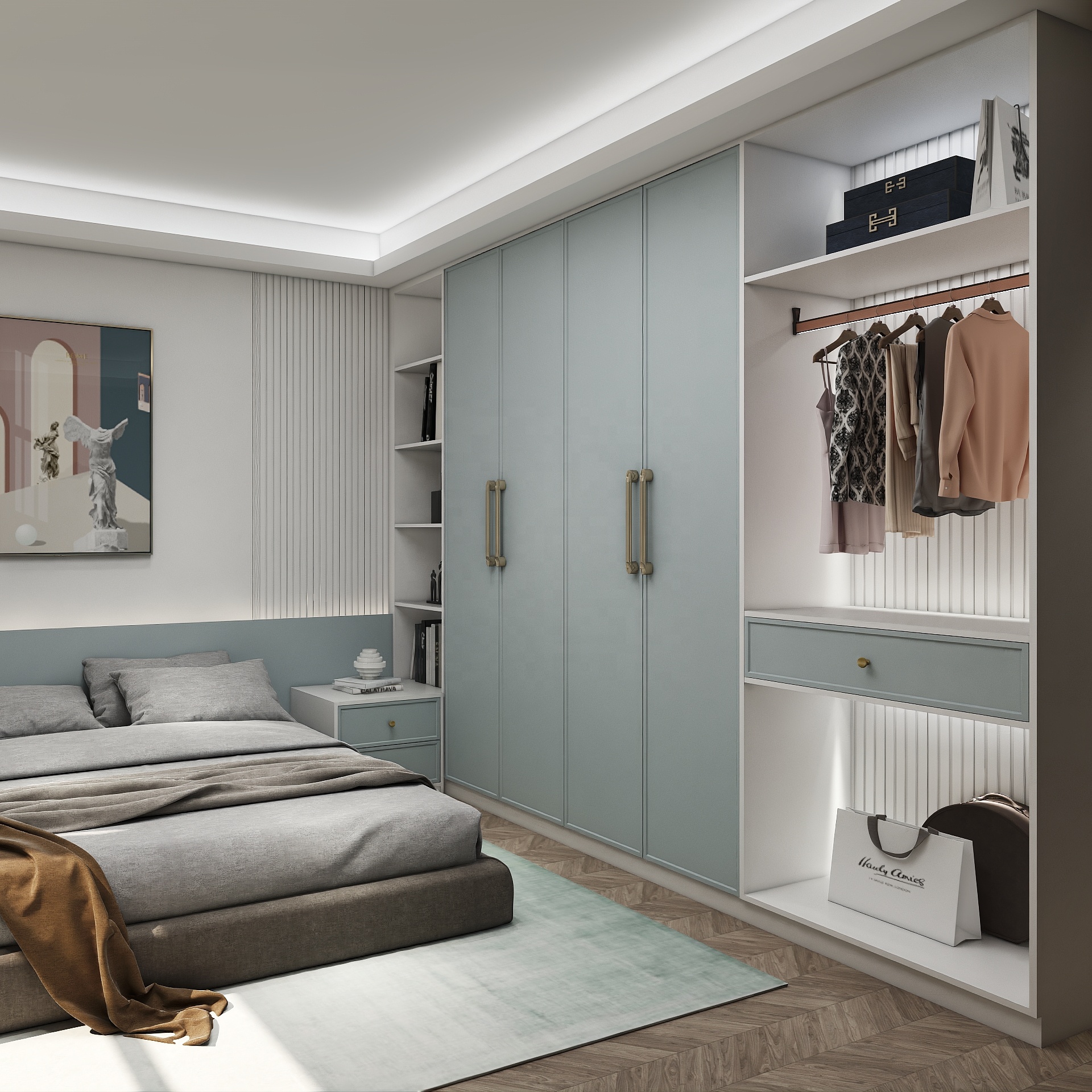Tall Custom Modern Open Combination Cloth Walk in Closet Bedroom Wall Wardrobe Design Clothes Portable Wardrobes
