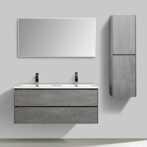 White Double Sink Bathroom Mirror Cabinet Basin Bathroom Furniture Vanity Cabinet