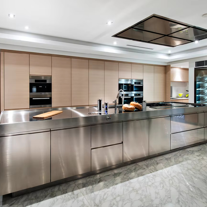 Designer Stainless Steel Kitchen Cabinetry