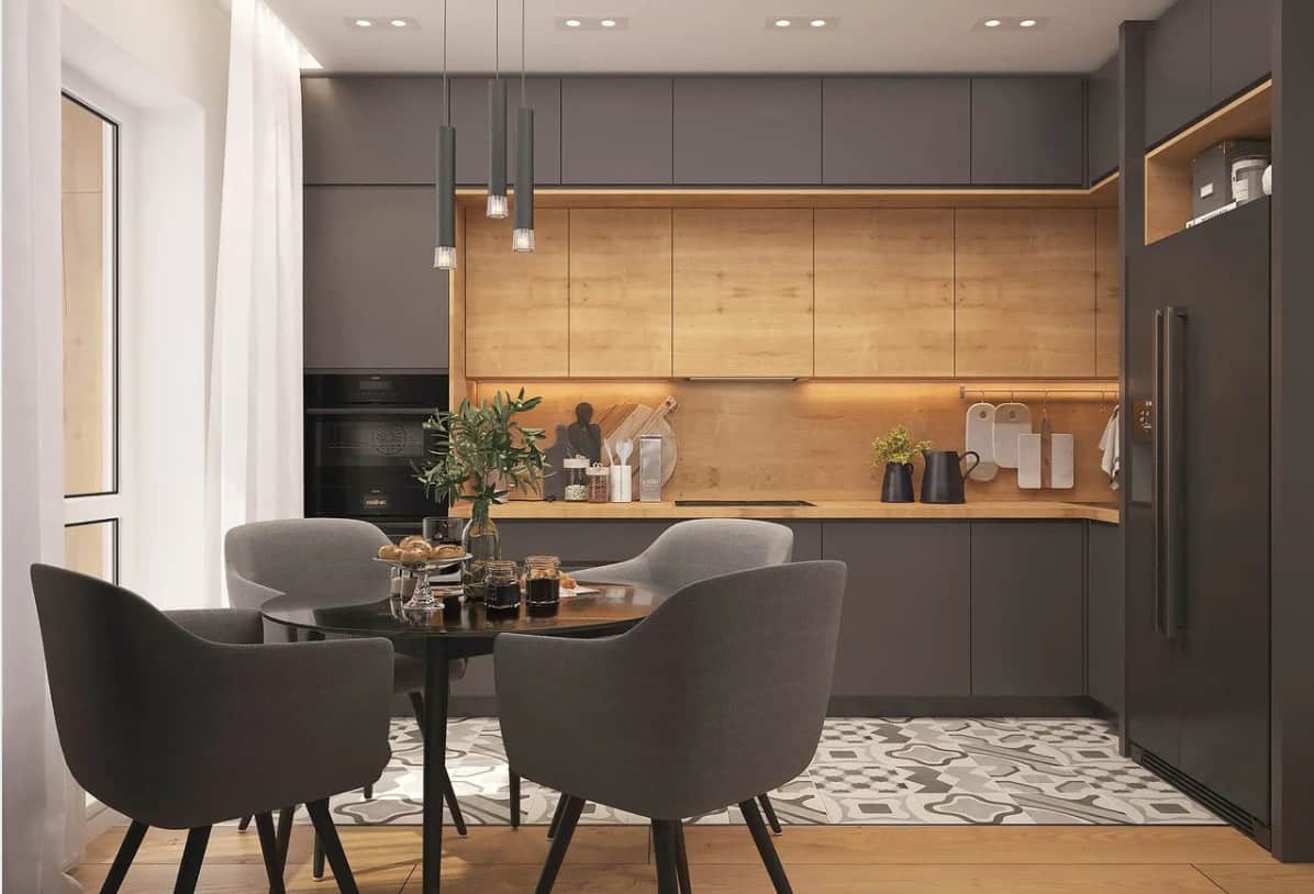 Blue Modern Plywood Stainless Steel High Gloss Home and Kitchen Cabinet with Islands 1 Set Customized Color Recommended KINO-001
