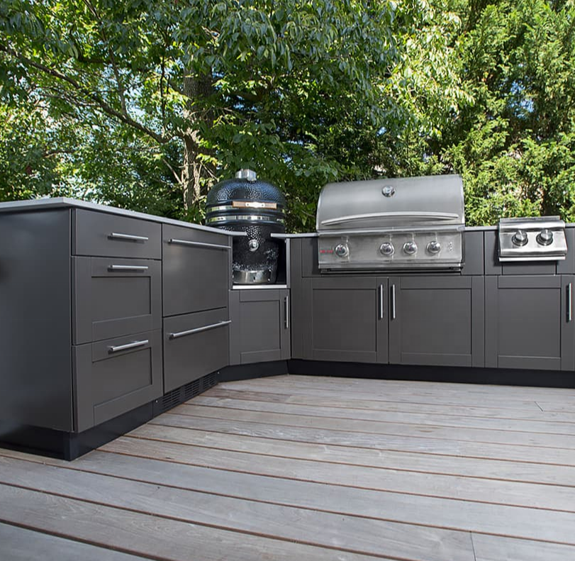 Customized  Outdoor Kitchen with BBQ 304 Stainless Steel Kitchen Cabinets Outdoor Grill Kitchen