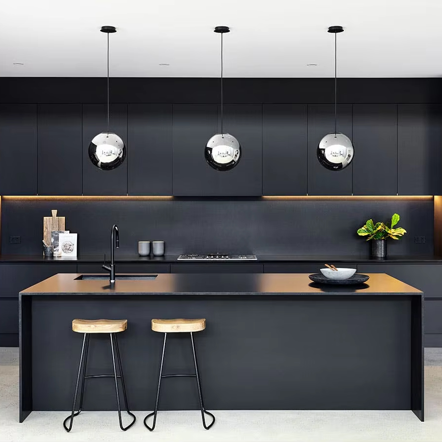 UV-coated Stainless Steel Luxury Kitchen Cabinets for High-traffic Areas