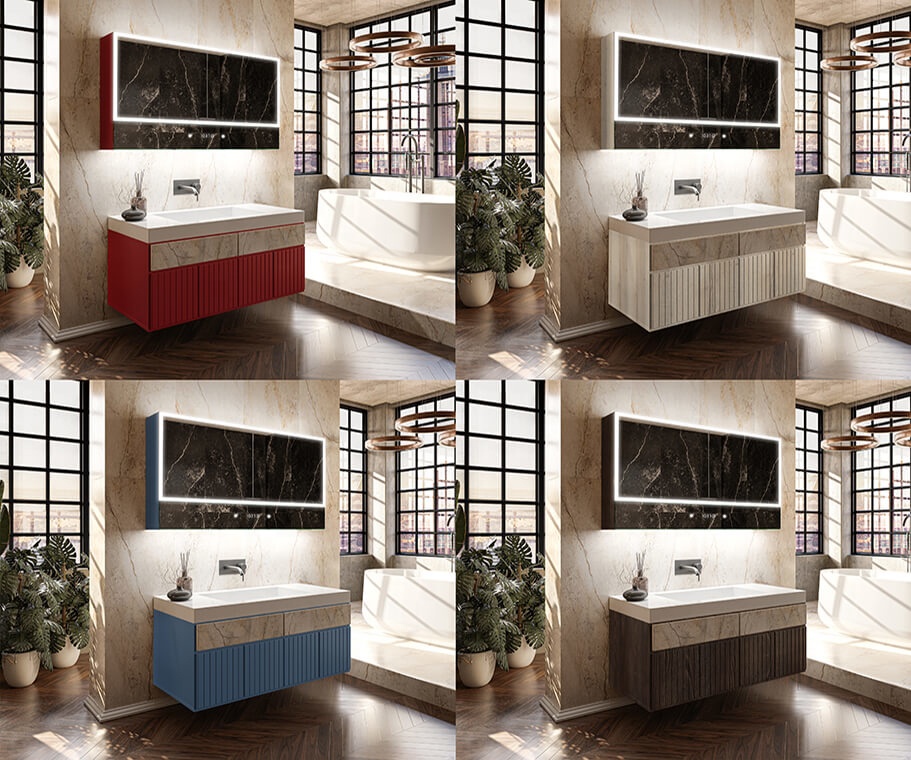 Bathroom Furniture Sets High Quality Bathroom Vanity Mirror Bathroom Cabinet Huge Double Sink Luxurious Modern 1 Set Traditional