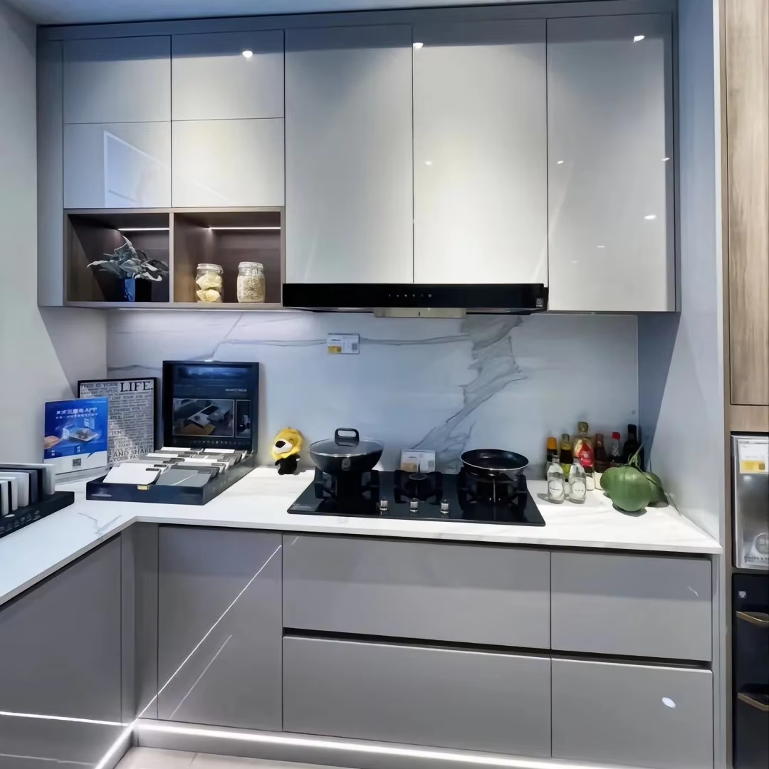 Modern Designs Kitchen Cabinets with Pantry and Island with Sink Stainless Steel Kitchen Cabinet Shaker Kitchen Cabinet
