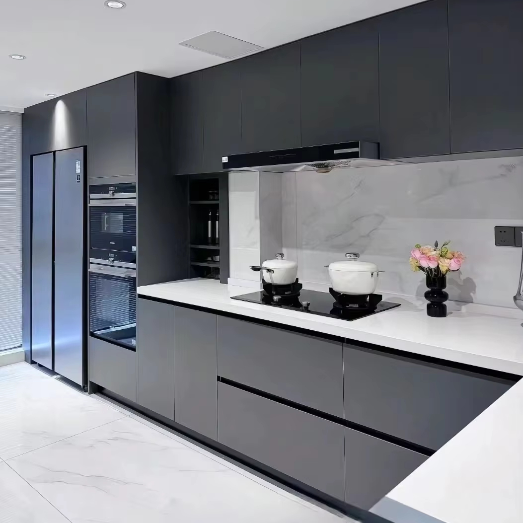 Modern Design Style Furniture Ready to Assemble Cupboard Complete Sets Stainless  Steel Drawer Modular Kitchen Cabinets for Sale