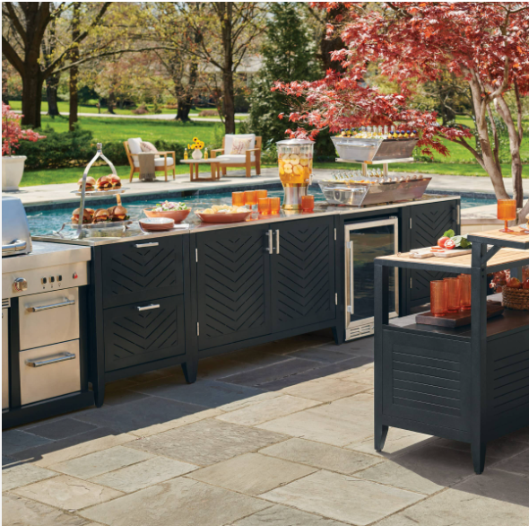 Customized Aluminum PVC Board Outdoor for Outdoor Kitchen with BBQ304 Stainless Steel Kitchen Cabinets