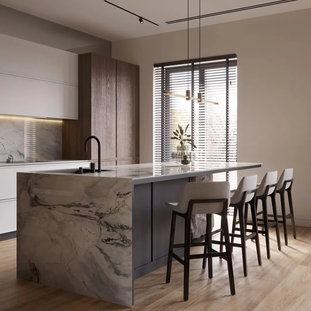 Glass-front Stainless Steel Kitchen Cabinet