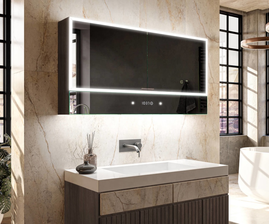 Bathroom Furniture Sets High Quality Bathroom Vanity Mirror Bathroom Cabinet Huge Double Sink Luxurious Modern 1 Set Traditional