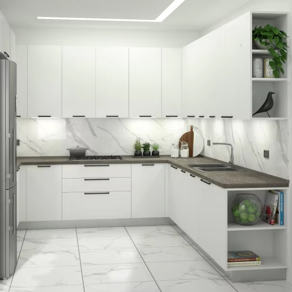 Minimalist Stainless Steel Kitchen Cabinets with Soft-close Drawers