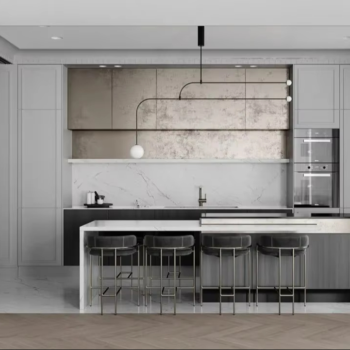 Modern Design Style Furniture Ready to Assemble Cupboard Complete Sets Stainless  Steel Drawer Modular Kitchen Cabinets for Sale
